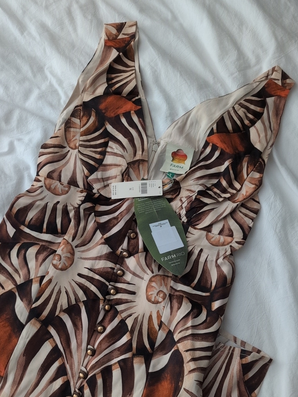 NWT FARM Rio Multicolor Ammonite Buttoned Midi Dress - Picture 3 of 7